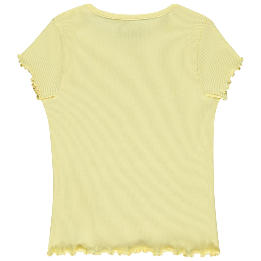 T-shirt manches courtes côtelé à cœur brodé pour fille 