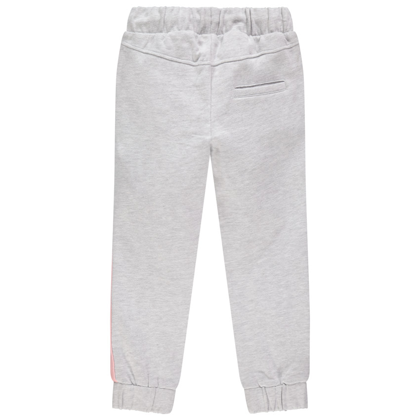 Pantalon en molleton chiné à bandes et inscription en relief 