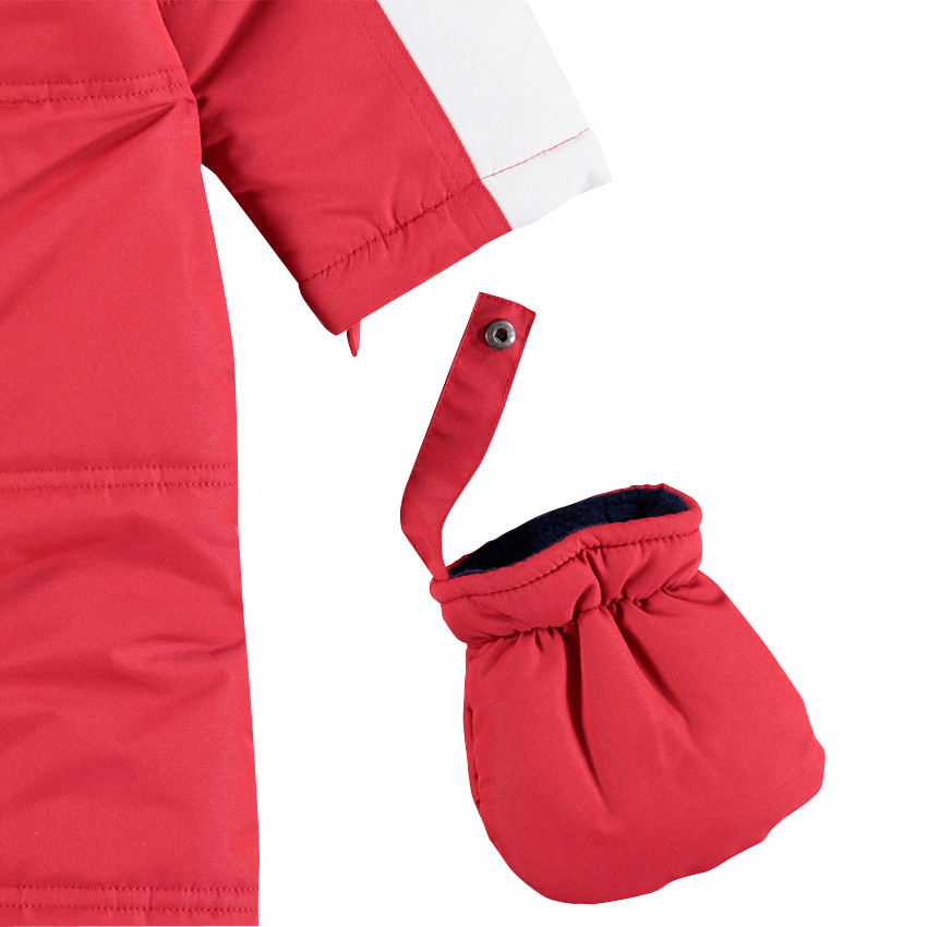 Combi-pilote de ski imperméable unie rouge doublée micropolaire 