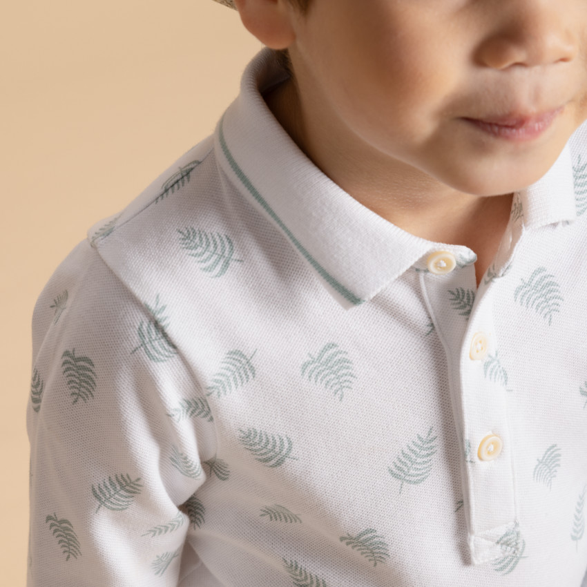 Polo manches longues imprimé feuilles pour bébé garçon  