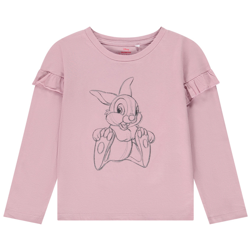 T-shirt Fille Manches Longues à Volants 2-8 Ans - Motif Lapin, Tissu Fluide, Confortable Pour Hiver Et Quotidien