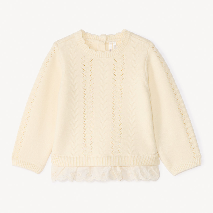 Pull en tricot fantaisie ajouré effet 2-en-1 pour bébé fille 