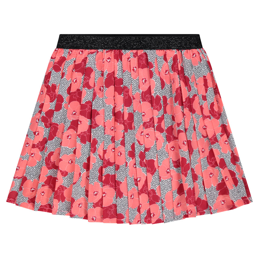 Jupe plissée en crêpe imprimée fleurs 