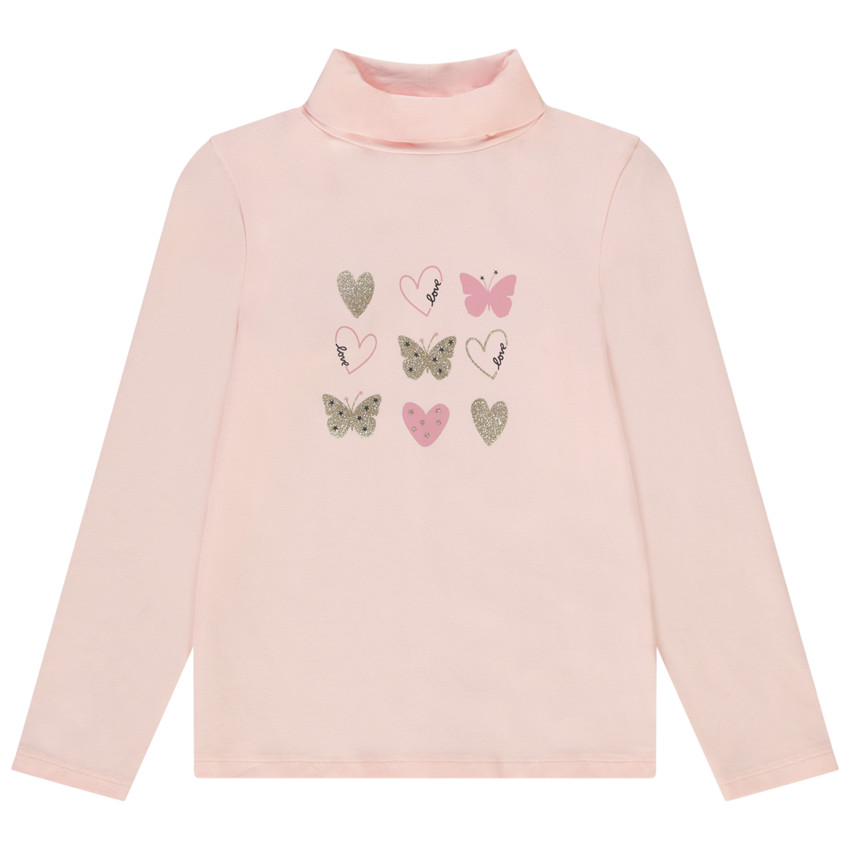 Sous-pull col roulé en jersey print fantaisie pour fille 
