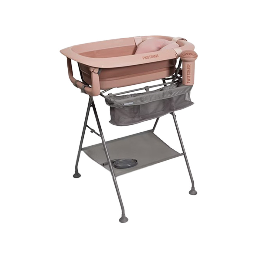 Kit de bain avec baignoire et support pliable - Rose 