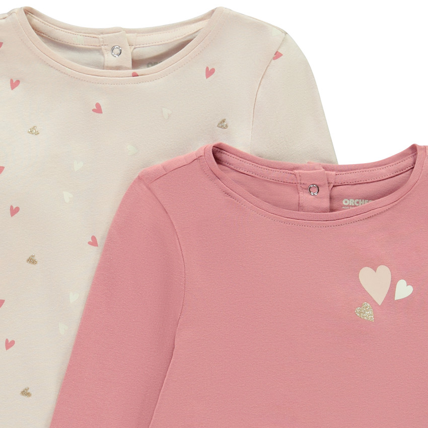 Lot de 2 t-shirts manches longues fantaisie pour bébé fille 