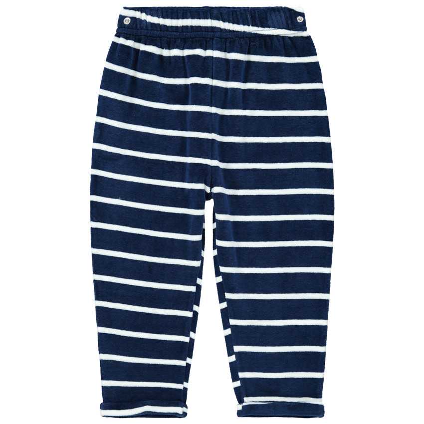 Pyjama en velours avec dinosaure et pantalon rayé Main Pyjama en velours avec dinosaure et pantalon rayé