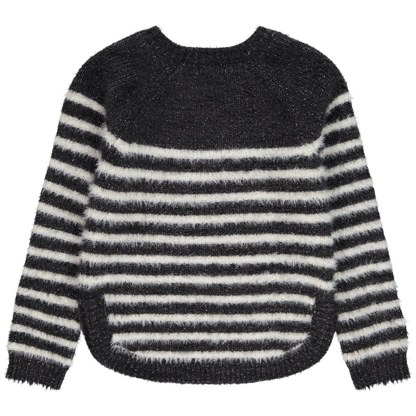 Pull en tricot effet fourrure style marinière pour fille 