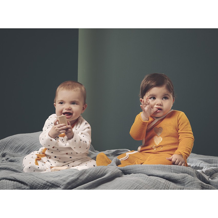 Lot de 2 dors-bien en velours motifs coeurs pour bébé fille 