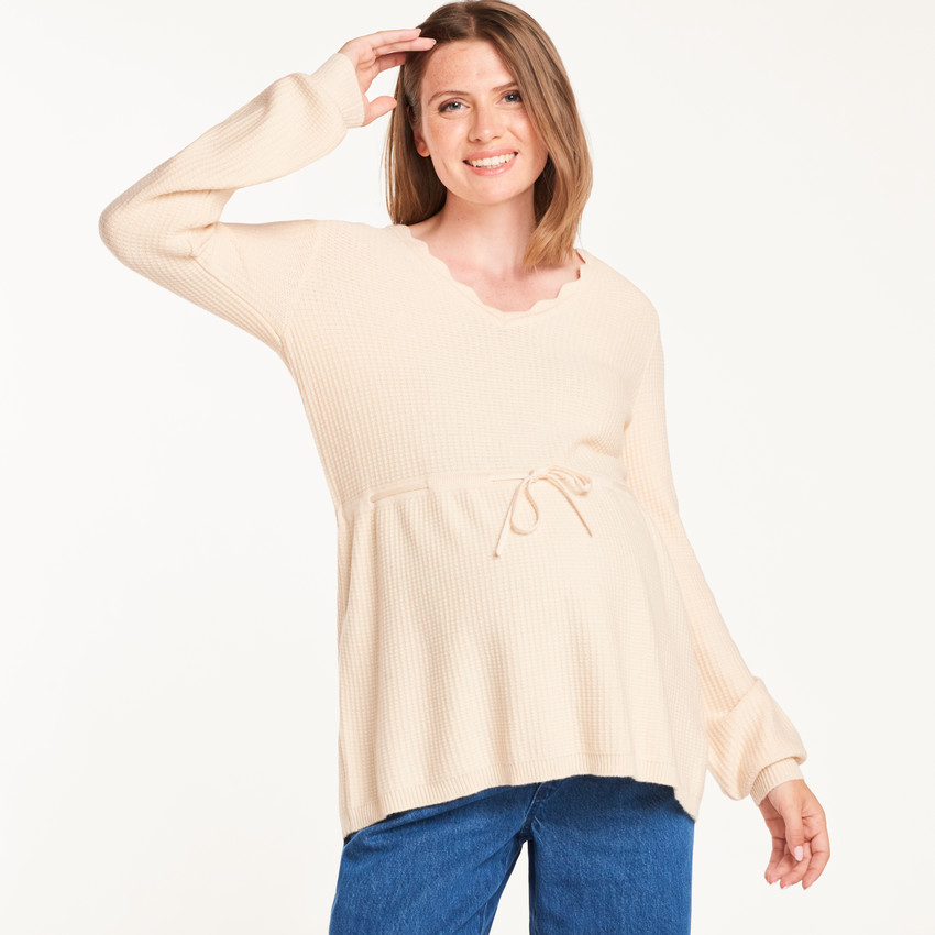 Pull maternité col V fantaisie