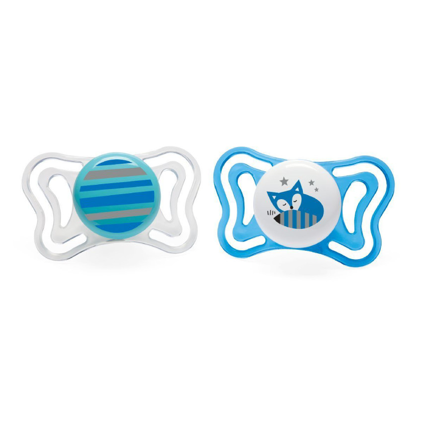 Lot de 2 sucettes Physio Light en silicone 6-12 mois - Bleu 