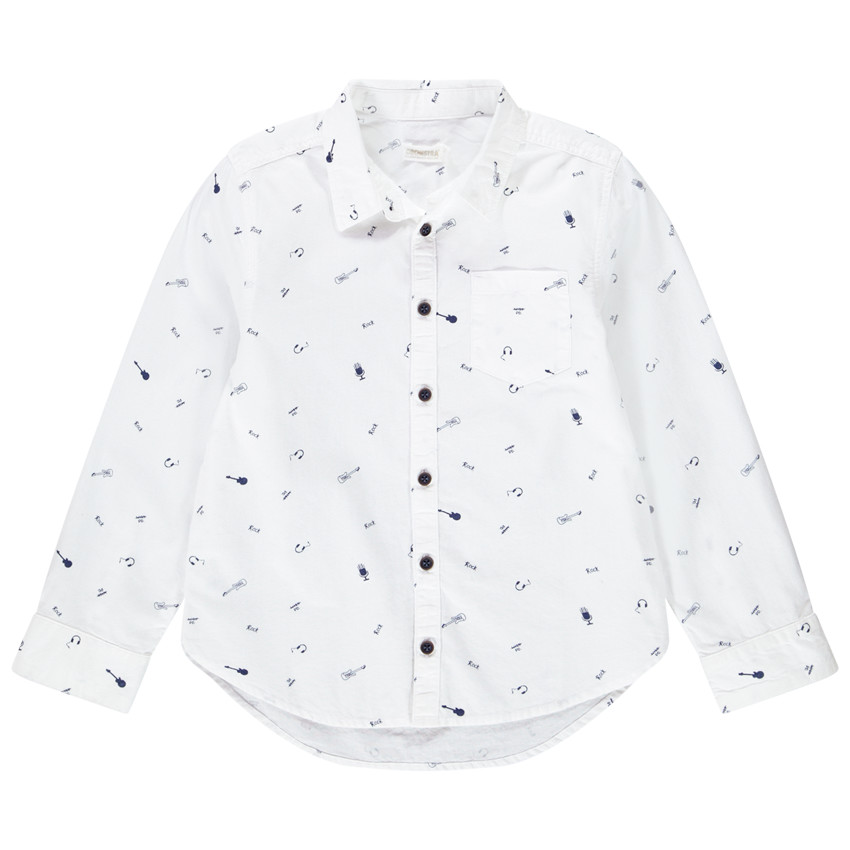 Chemise manches longues en coton à imprimé esprit musique 