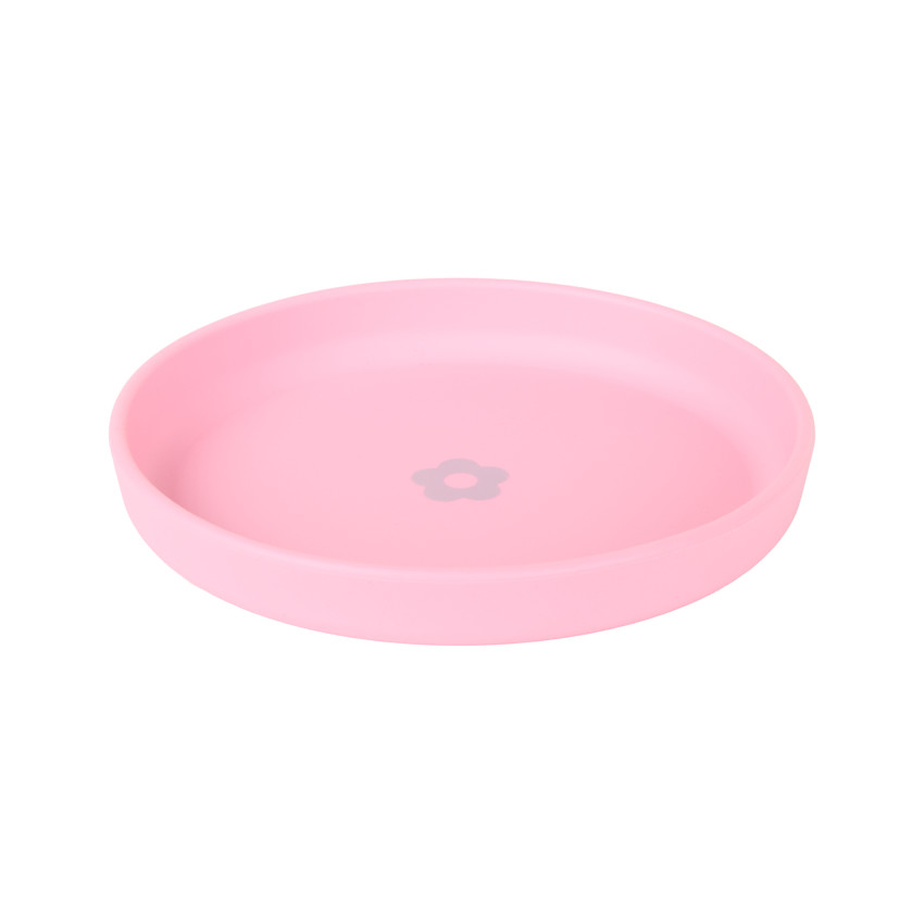 Assiette en silicone avec motif fleur et rebords relevés 