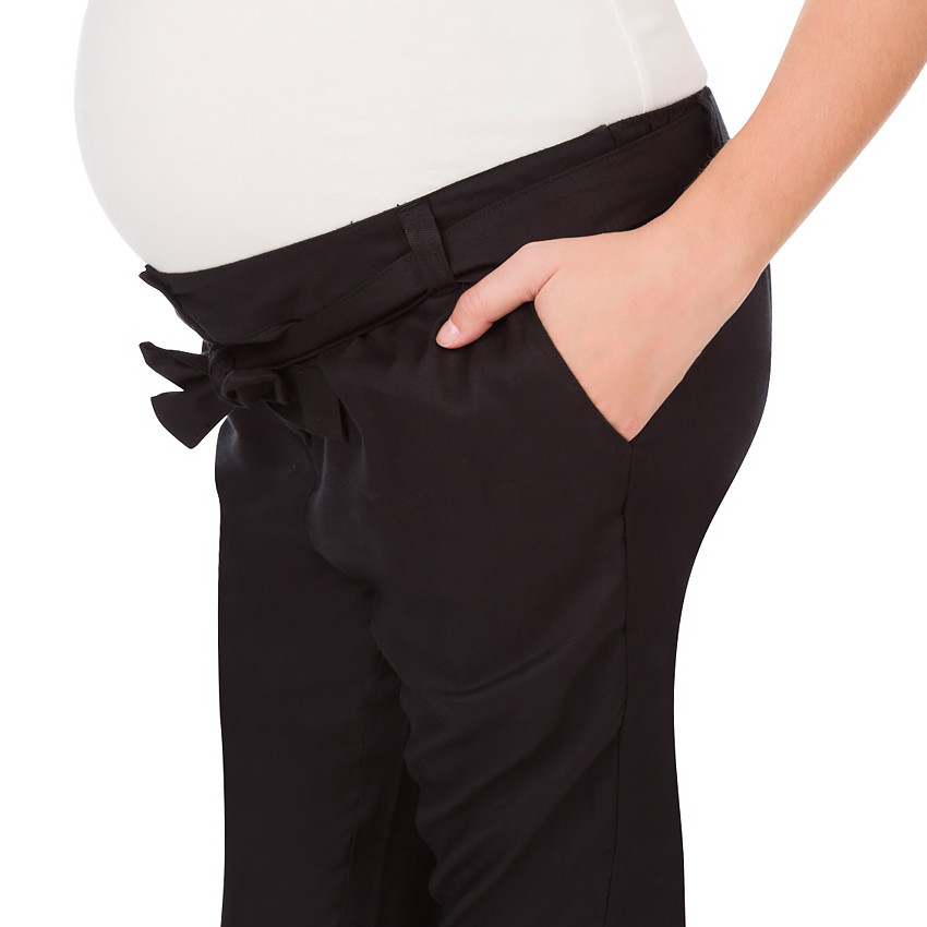 Pantalon de grossesse fluide uni avec lien  