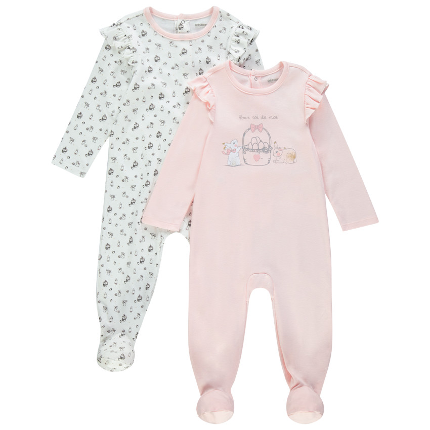 Lot de 2 dors-bien en coton motif lapins 