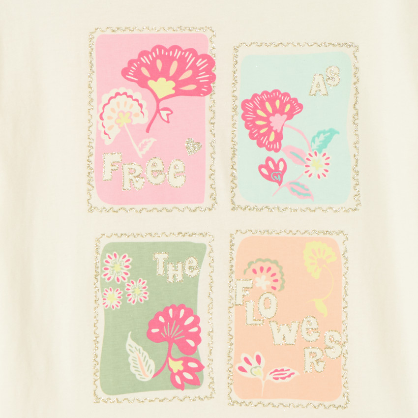 T-shirt manches courtes avec print timbres pour fille 