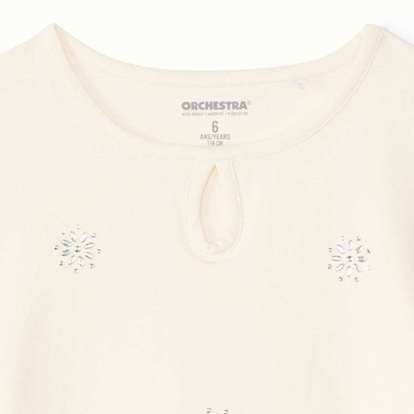 T-shirt manches courtes à strass pour fille 