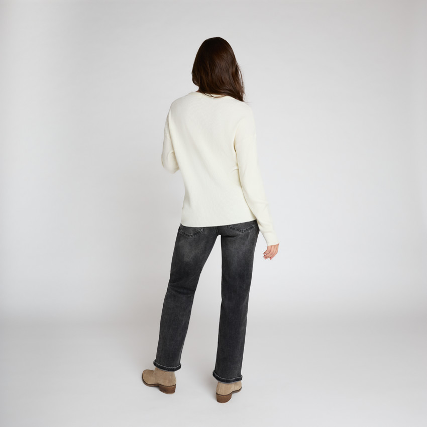 Gilet manches longues uni en tricot avec boutons pour femme 