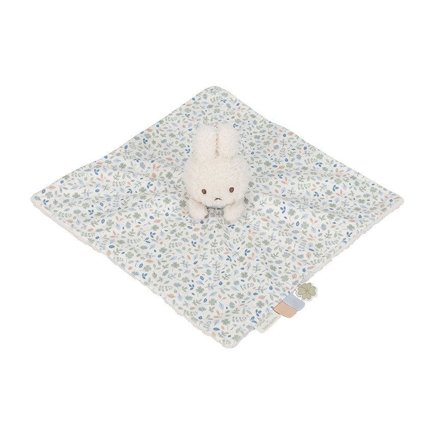 Doudou carré lapin Miffy imprimé fleuri Lucky Leaves - Blanc (Little Dutch) - Image 1