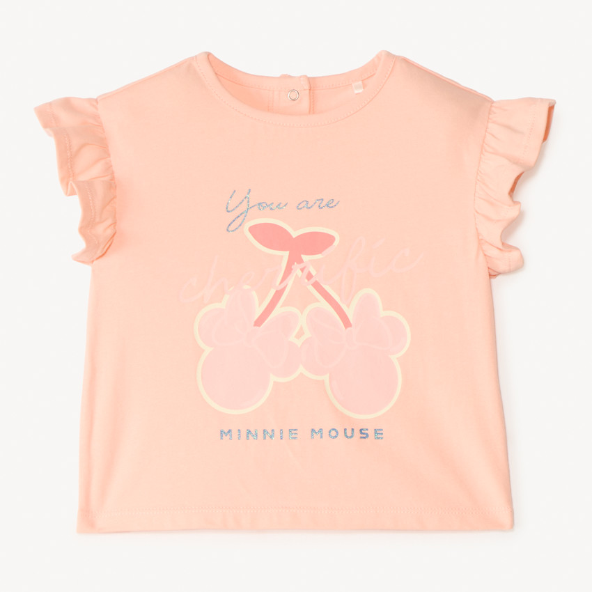 T-shirt manches courtes volanté Minnie Disney pour bébé fille 