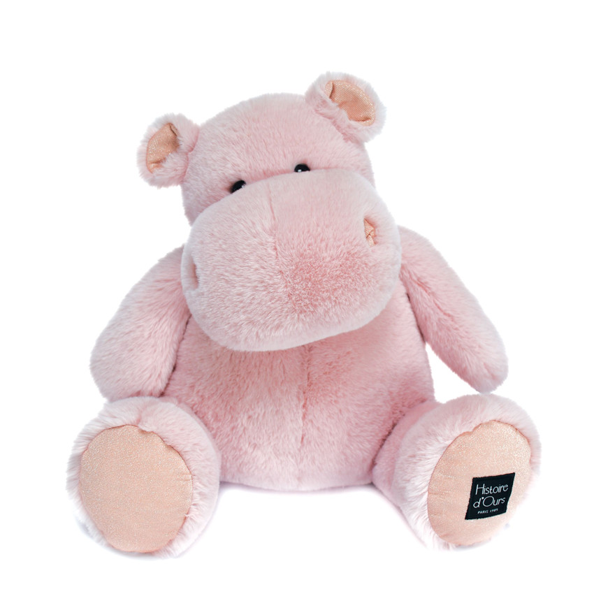 Peluche hippopotame 40 cm - Rose poudré Main Peluche hippopotame 40 cm - Rose poudré