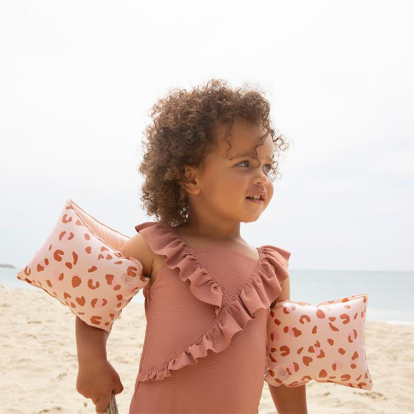 Brassards gonflable 2-6 ans imprimé léopard rose  