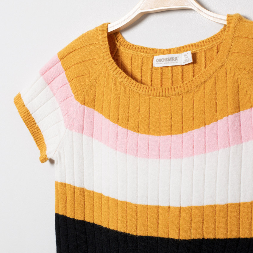 Robe manches courtes en tricot pour enfant fille Main Robe manches courtes en tricot pour enfant fille