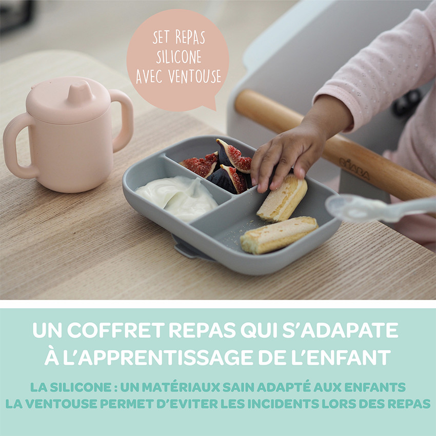 Coffret d'apprentissage en silicone avec tasse - Pink 