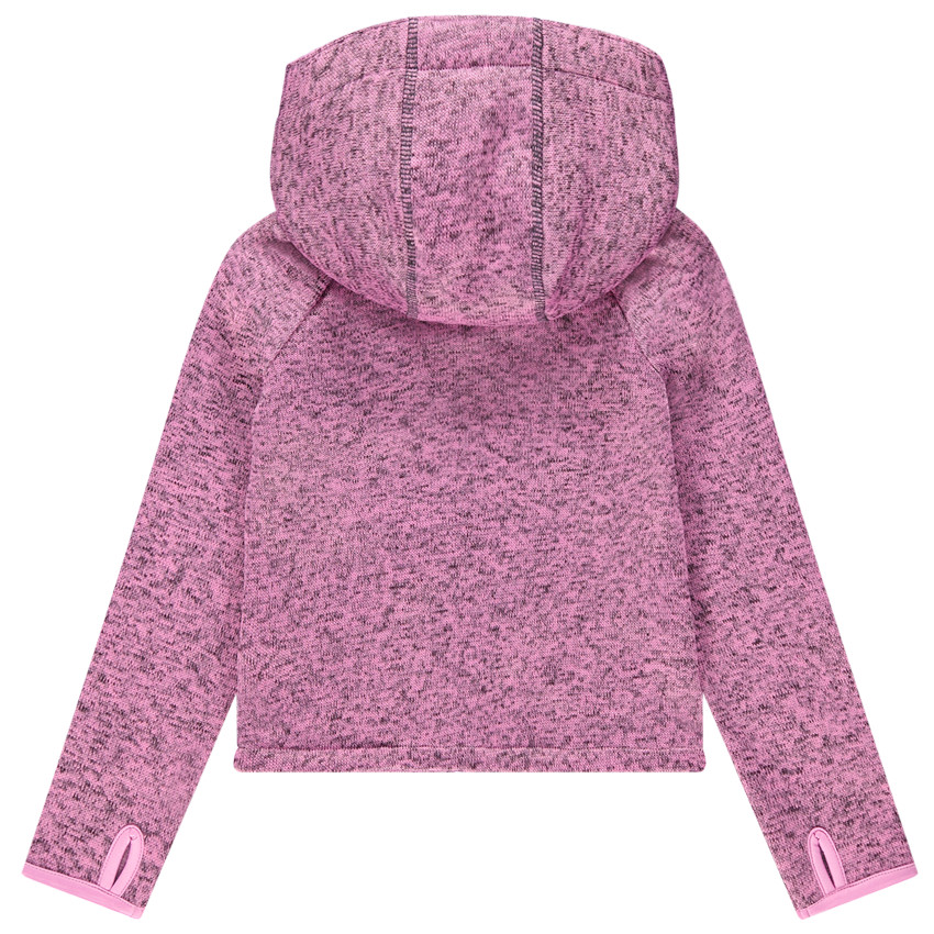 Gilet à capuche en maille chinée à poches zippées 