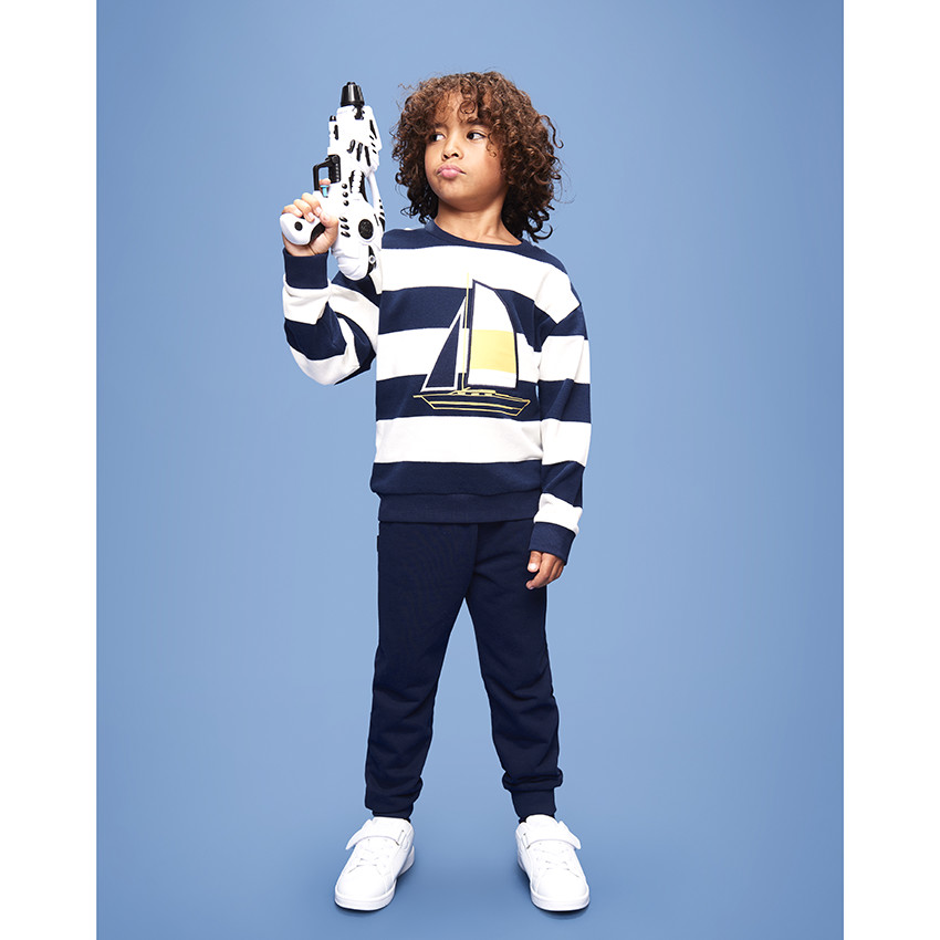 Ensemble molletonné sweat à rayures + jogging uni pour garçon 