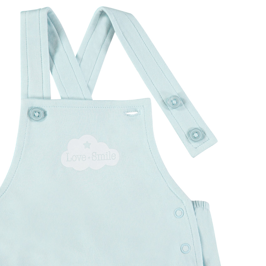 Ensemble t-shirt manches courtes et salopette bleue en coton 