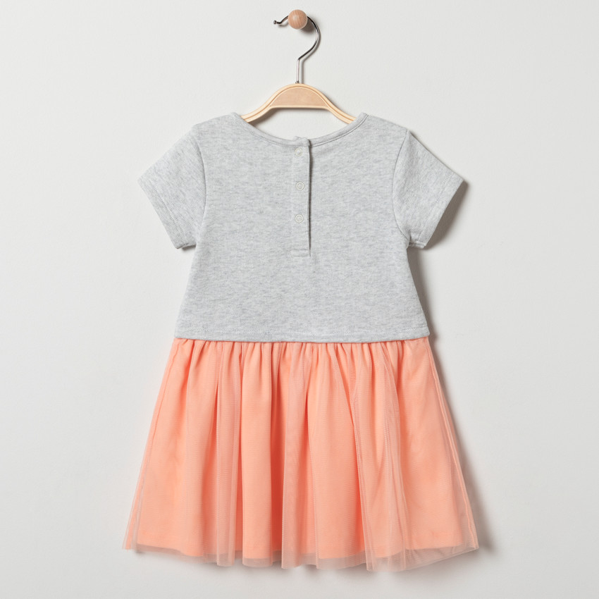 Robe maille manches courtes effet 2-en-1 pour bébé fille 