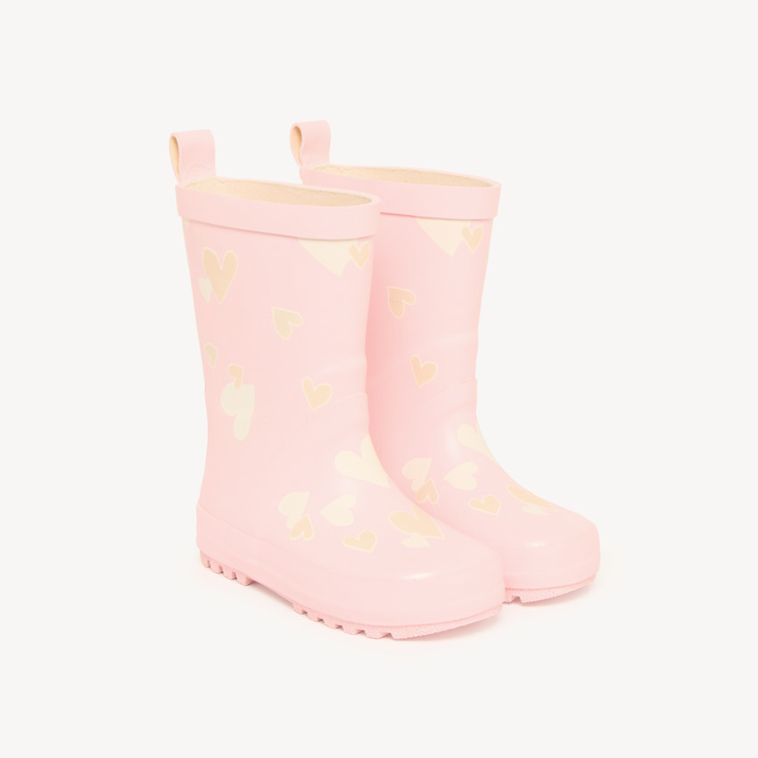 Bottes de pluie fille rose clair à motifs cœur 