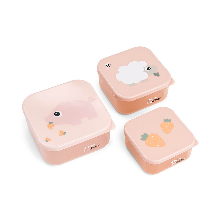 Lot de 3 boîtes à goûter Tiny Farm rose