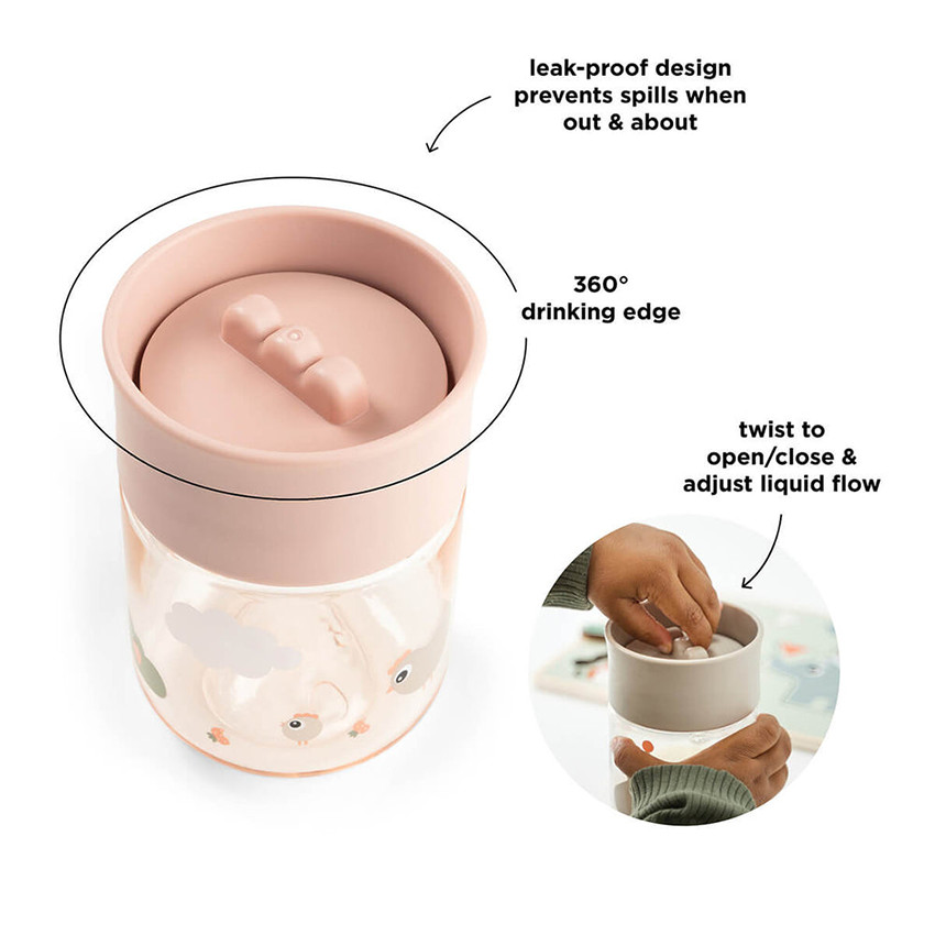 Gobelet d'apprentissage bord 360° Tiny Farm Rose 
