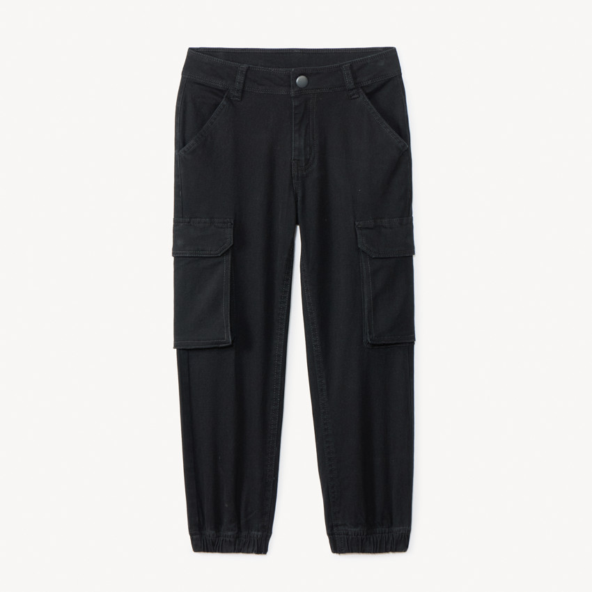 Pantalon cargo uni à poches soufflet pour garçon - Noir