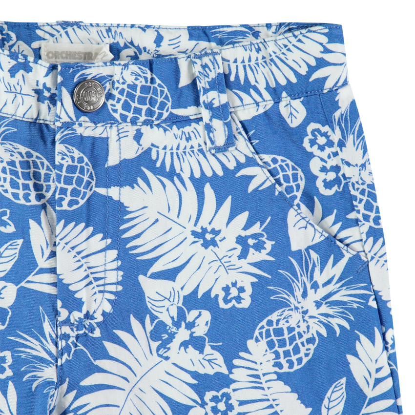 Bermuda en toile à imprimé végétal all-over 