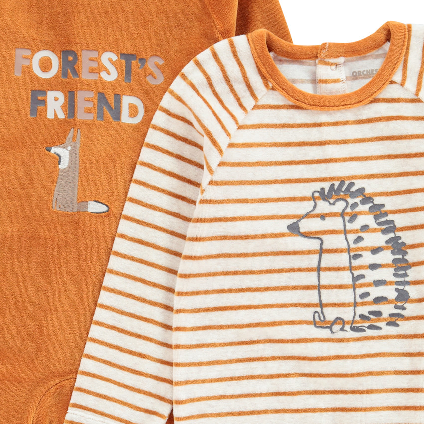 Lot de 2 dors-bien en velours print animaux pour bébé garçon 