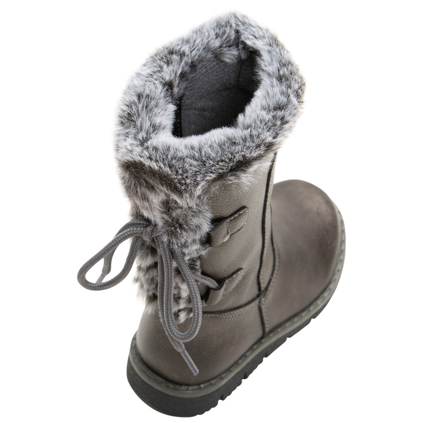 Bottes effet cuir à laçage fantaisie et fausse fourrure du 24 au 27 Main Bottes effet cuir à laçage fantaisie et fausse fourrure du 24 au 27