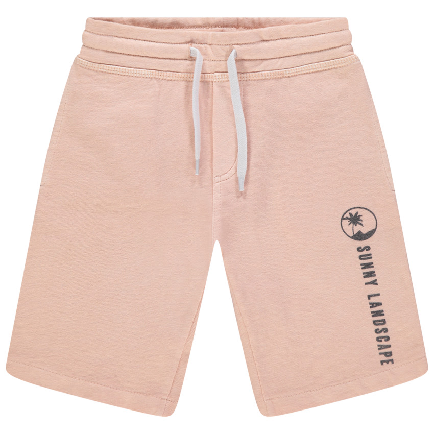 Bermuda uni à texte printé et palmier pour enfant garçon 