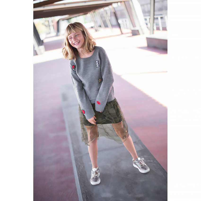 Pull en tricot avec badges SmileyWorld pour fille 