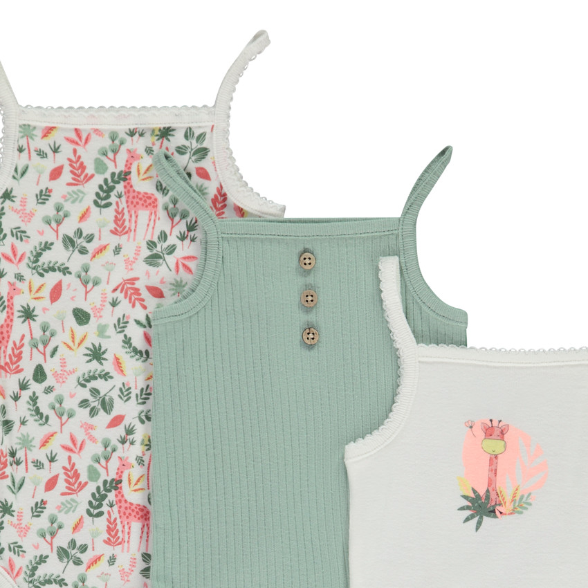 Lot de 5 bodies débardeurs fantaisie girafe pour bébé fille 