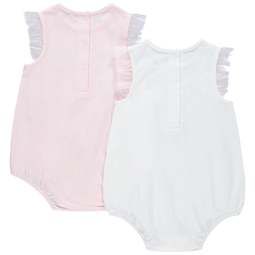 Lot de 2 combinaisons courtes à manches en tulle et motif fantaisie 