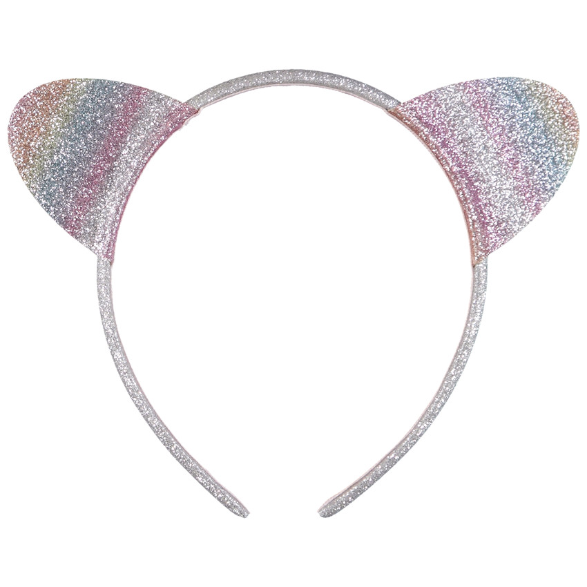 Serre-tête chat multicolore en glitter pour fille