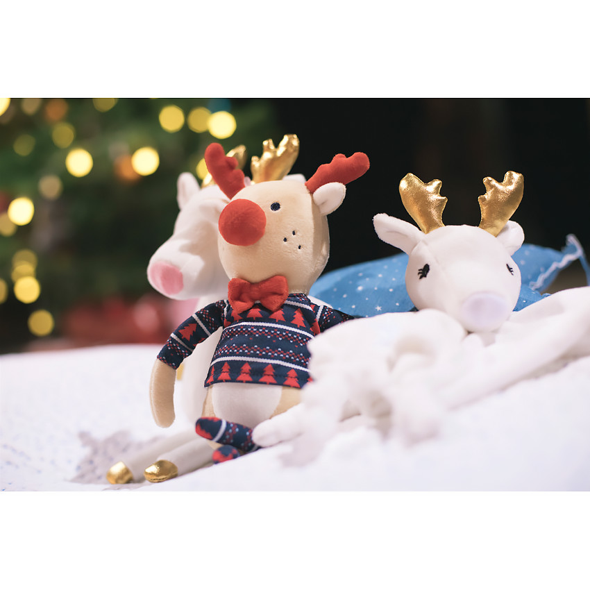 Peluche renne en velours avec tee-shirt imprimé esprit Noël 