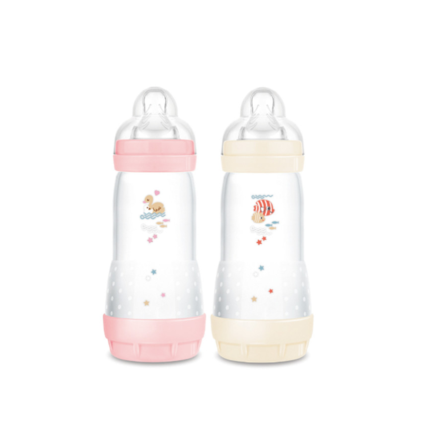 Lot de 2 biberon Easy Start anti-colique 320 ml rose bonbon/coton 