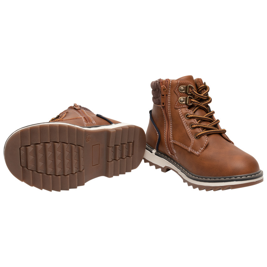 Bottillons camel à lacets et zip pour enfant garçon 