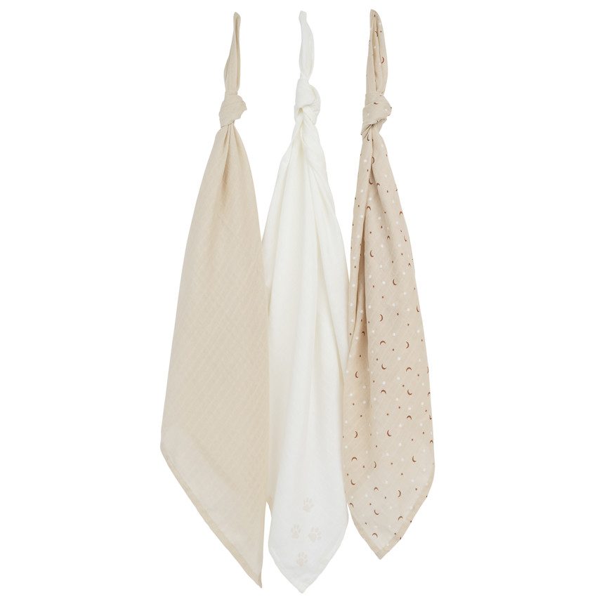 Lot de 3 langes en gaze 70 x 70 cm Mon Petit Chat 