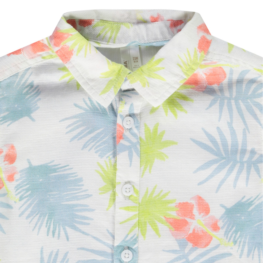 Chemise manches courtes en coton imprimé hibiscus pour bébé garçon  