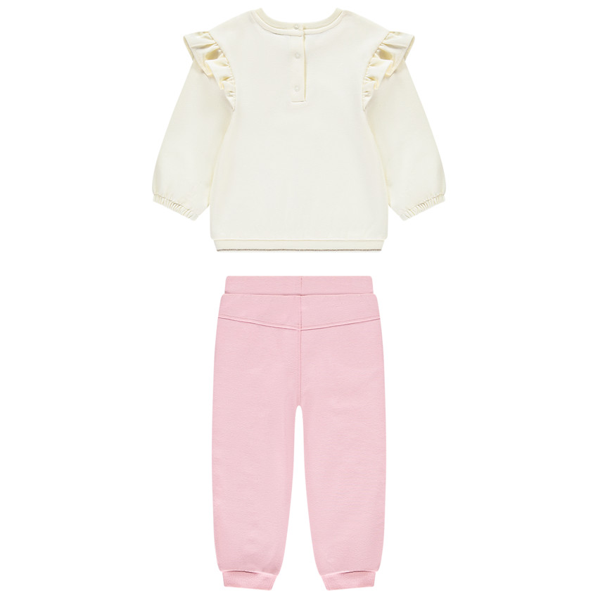 Ensemble sweat fantaisie à volants + jogging pour bébé fille  
